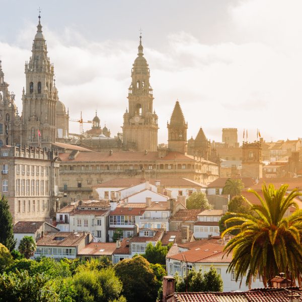 Santiago de Compostela, Cathedral at sunrise. Galicia, Spain
